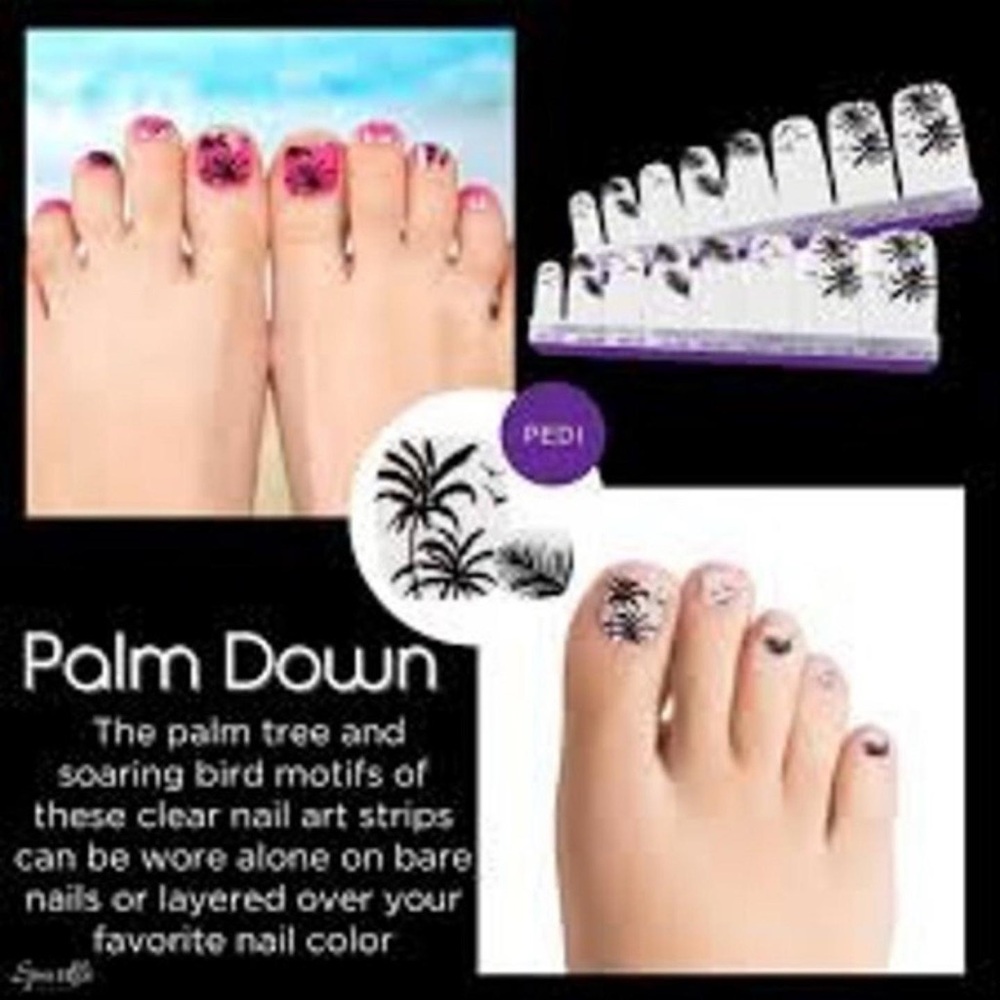 Color Street Palm Down White and Black Palm Tree Pedicure Press-On Nails